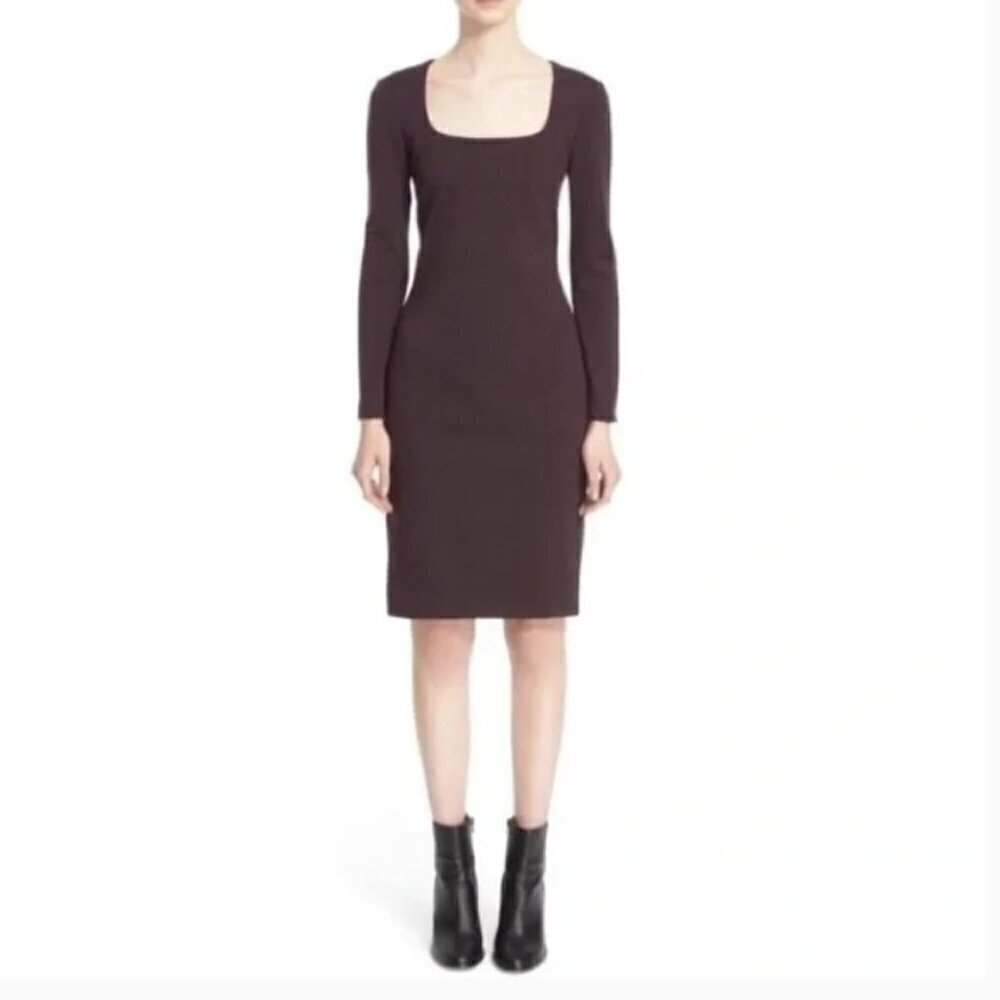 L'Agence Long Sleeve Sheath Dress Square Neck Stretchy Women's XS